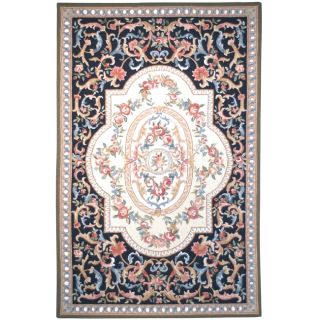 hooked aubusson black wool rug 5 3 x 8 3 today $ 189 29 sale $ 170