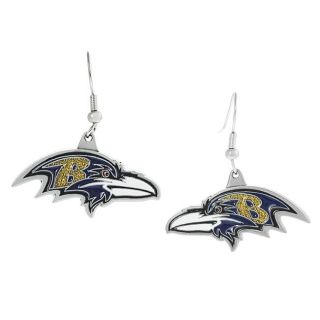 Silvertone Baltimore Ravens Dangle Earrings