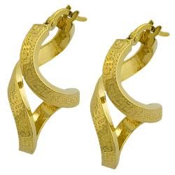14k Yellow Gold Figure 8 Greek Key Dangle Earrings