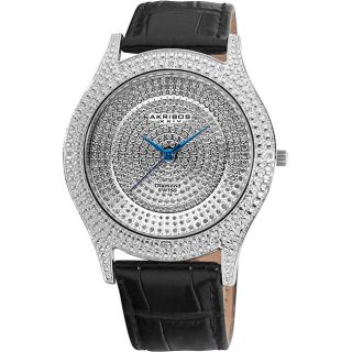 Akribos XXIV Mens Diamond Silver Brilliance Swiss Quartz Strap Watch