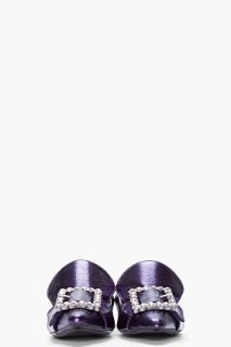 Marc Jacobs Metallic Purple Buckled Pilgrim Loafers  for women