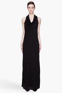 Helmut Black Kinetic Jersey Cowl neck Long Dress for women