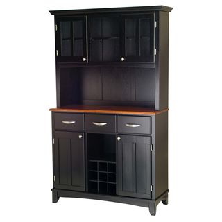 Black Hutch Buffet with Wood Top