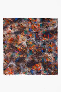 Mulberry Multicolor Printed Frayed Scarf for women