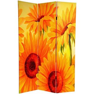Canvas Double sided 6 foot Poppies and Sunflowers Room Divider (China