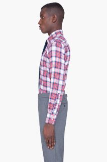 Thom Browne Red Plaid Flannel Shirt for men