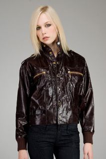 Diesel Fiugy p Dark Brown Patent Leather Jacket for women