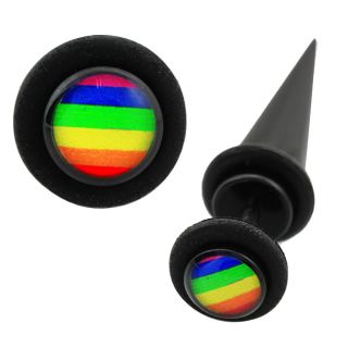 Surgical Steel Acrylic Rainbow Black Illusion Taper Plugs Today $9.29