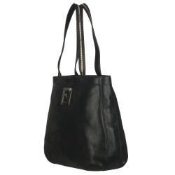 Fendi Chains Black Metallic Calfskin Shopper Bag