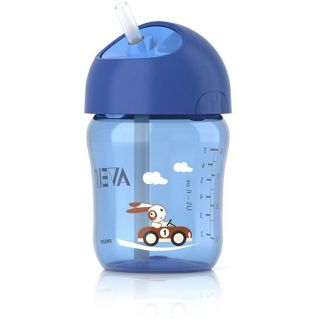 Tasse bébé avent avec paille 260 ml bleu   La seule tasse paille 100