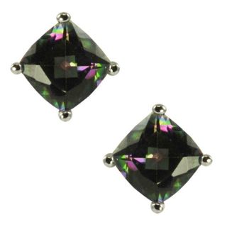 Gems For You Silver Cushion cut Mystic Topaz Stud Earrings Today $35
