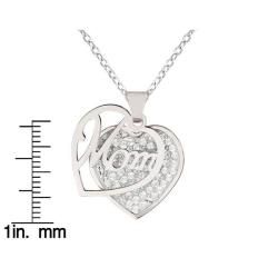 Sterling Silver Crystal Mom Heart Necklace