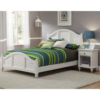 Bermuda Queen Bed and Night Stand Brushed White Finish