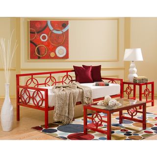 Medallion Salsa Red Twin Daybed and Memory Foam Mattress